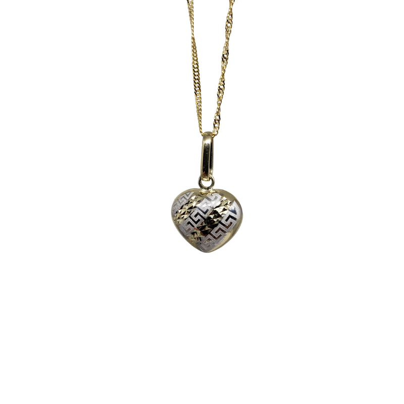 Chaîne en or 10k avec pendentif en forme de cœur de Méduse Duocolor