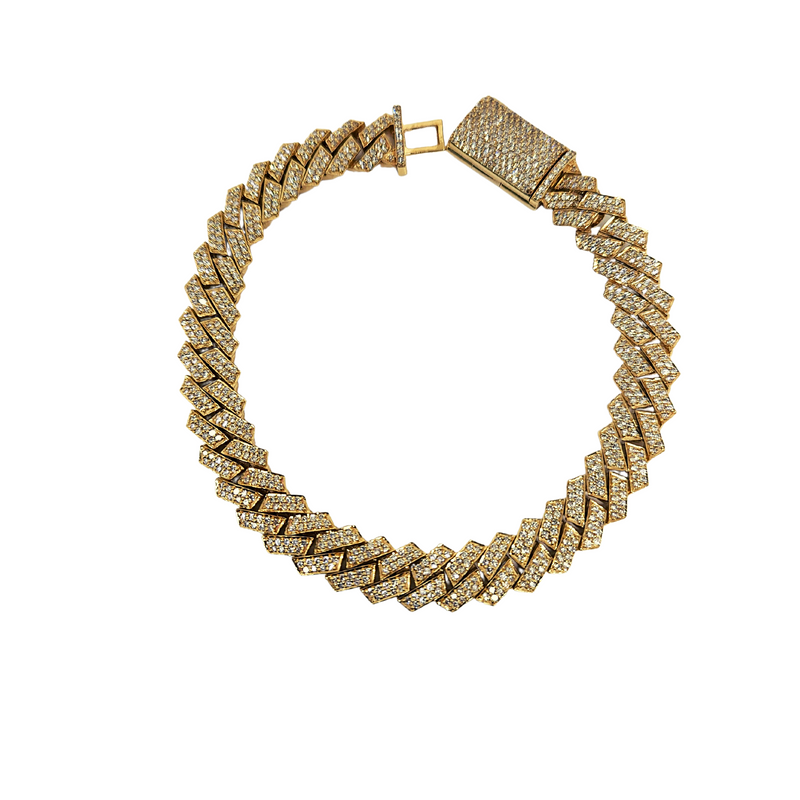 10mm Monaco Yellow Gold With 5.00ct SI Diamonds Bracelet