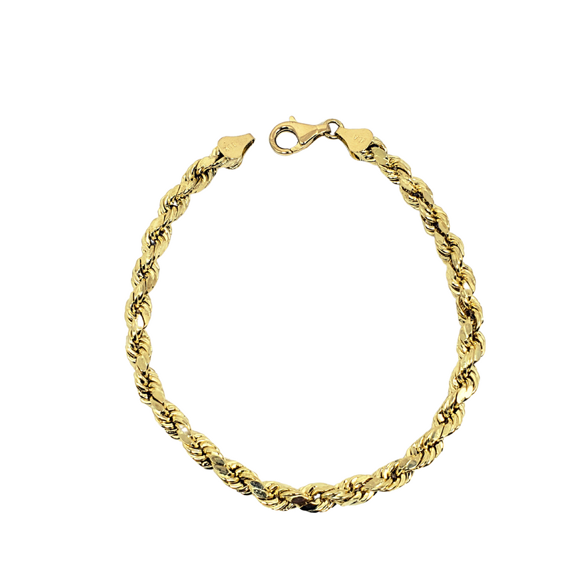 10k Diamond Cut Rope Chain Bracelet