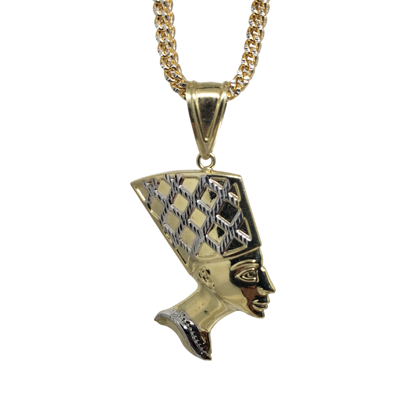 Chaîne Franco 10k taille diamant avec pendentif tête de pharaon