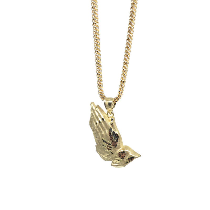 10k Diamond Cut Franco Chain With Hand Prayer Pendant