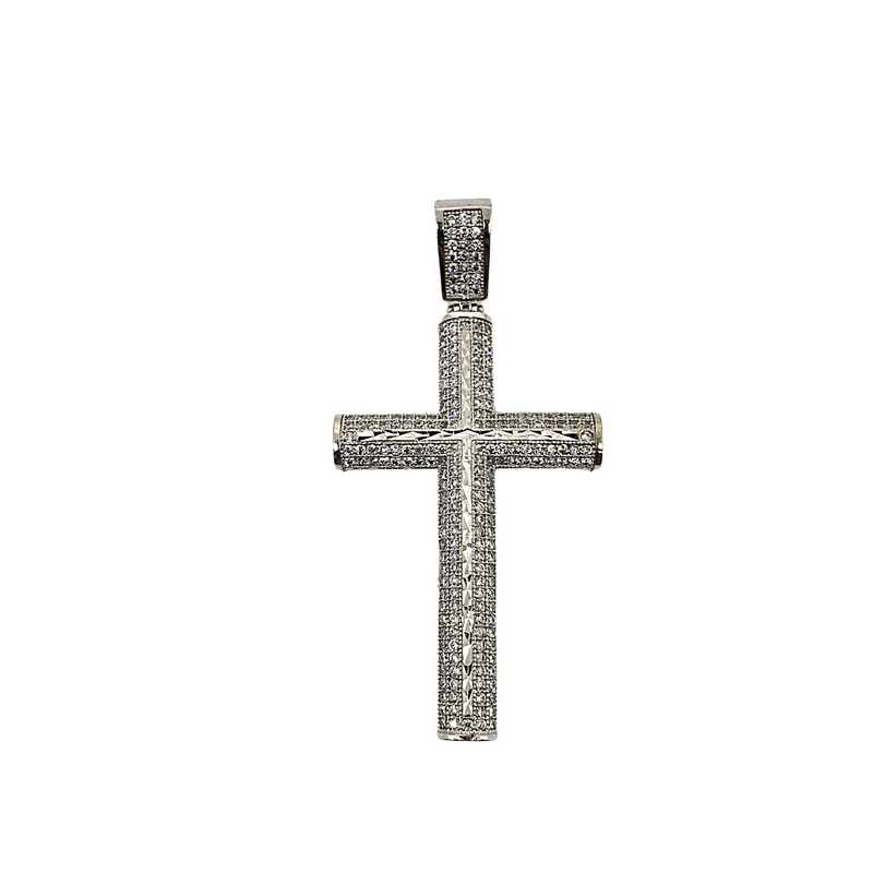 Pendentif croix en or blanc 10k avec pierres