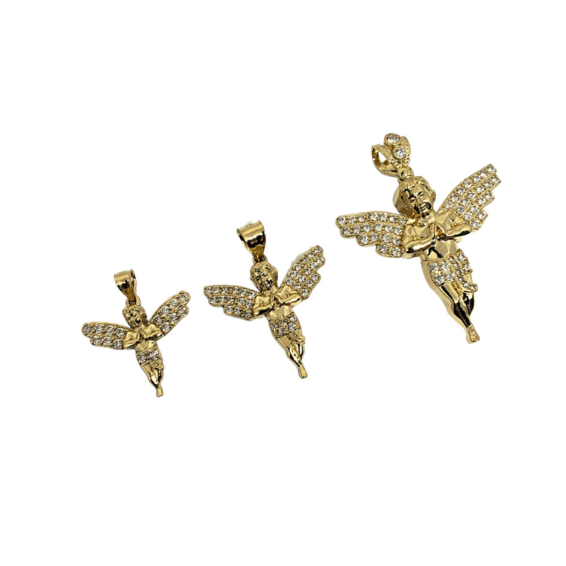 10K Gold Angel Pendant with Stones