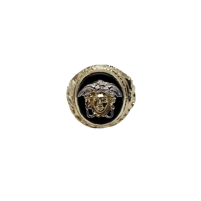 Onyx Medusa Gold Ring 10K LA007