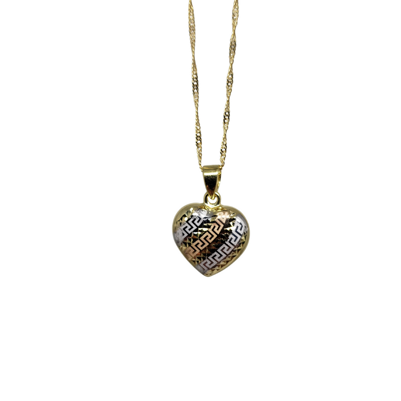10k Gold Chain with Tricolor Medusa Heart Pendant