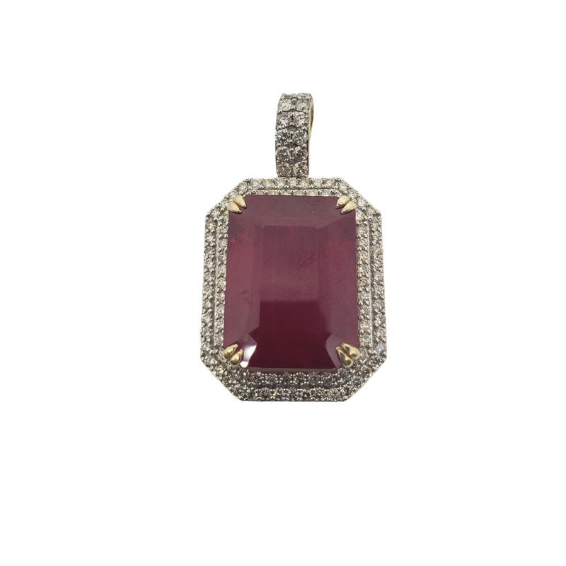 Pendentif en or 10k 1,72ct diamants rubis rouge GCLA-011