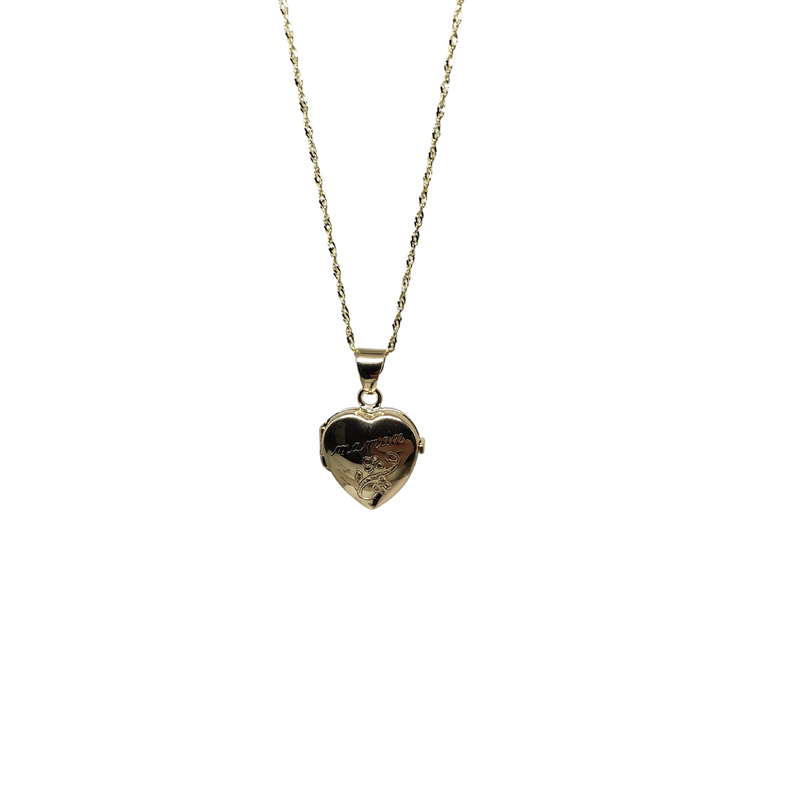 10k Singapore + Heart Shape Photo Locket Necklace
