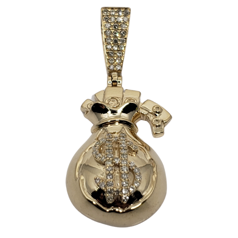 MoneyBag3 0.42ct Gold Pendant in 10k Gold SP 10772
