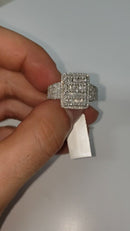 10k Square ring 1.20ct  Baguettes of diamonds NEW