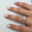 Bague halo princessa 1.50ct de diamants en or blanc ou jaune 14k