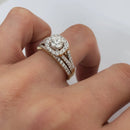 Bague halo princessa 1.50ct de diamants en or blanc ou jaune 14k