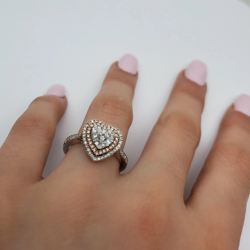 Diamond Heart Ring 0.50ct in 10k White Gold N8 GC-2159991
