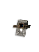 Blue Halo Ring in Gold for Women 10K WCR0019