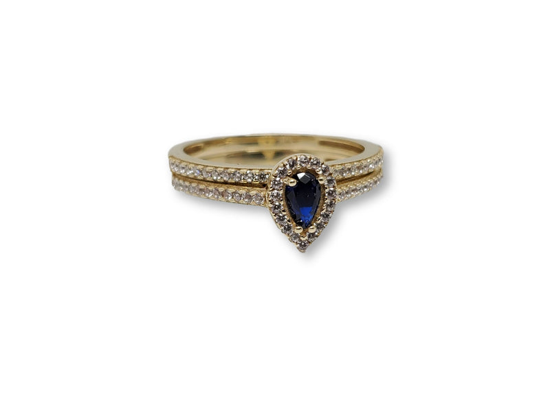 Blue Pear Ring in Gold for Women 10K WCR0016