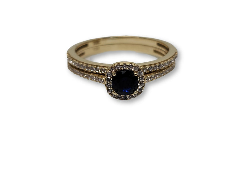 Blue Round Ring in Gold for Women 10K WCR0013
