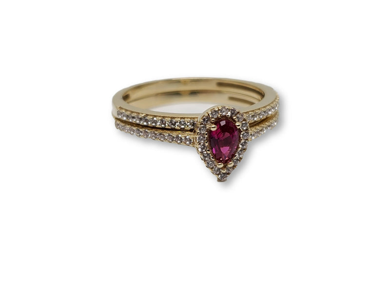 Pear Red Ring in Gold for Women 10K WCR0012