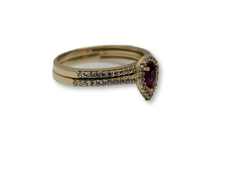 Pear Red Ring in Gold for Women 10K WCR0012
