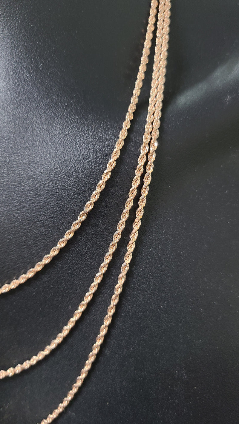 2MM 10K Rose gold Rope chain Solid