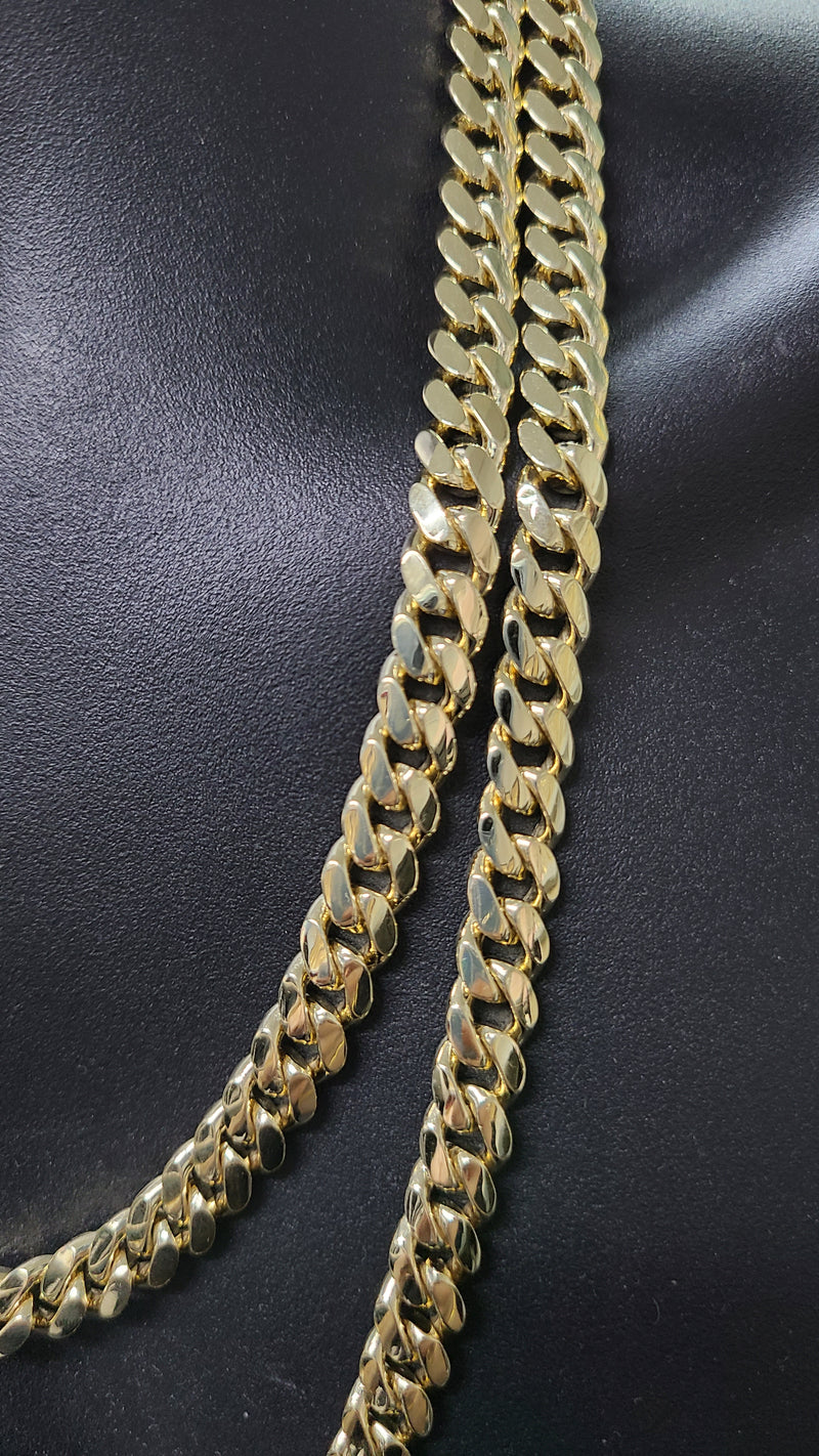9MM 10k Yellow Solid Gold Miami Cuban Link Chain Solid-Full