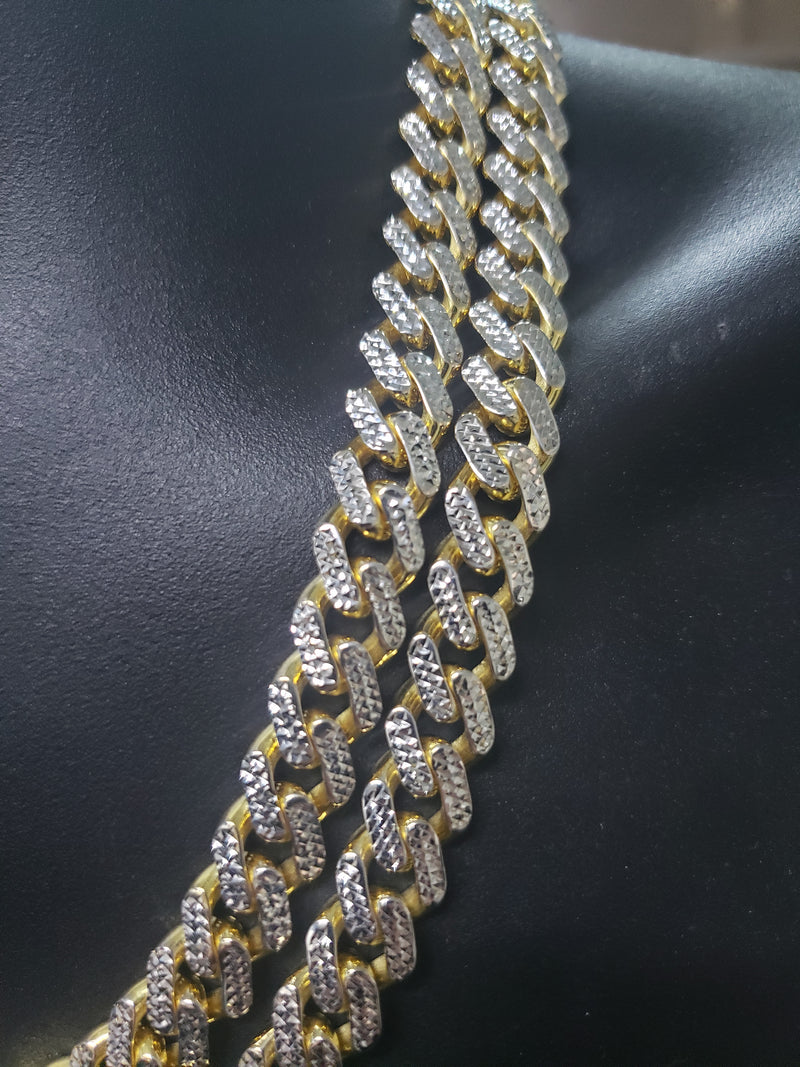 11MM 10k Yellow Gold Diamond Cut Monaco Chain MCOD13