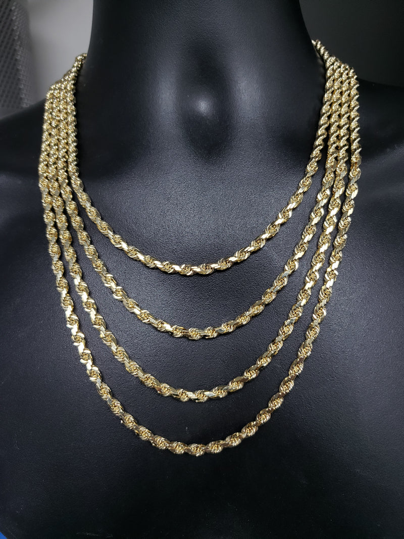 5mm Rope Chain Solid/Full 10k yellow Gold