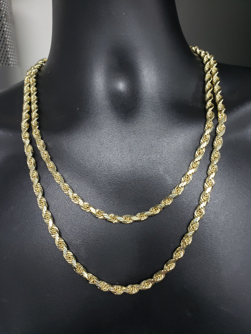 6mm Rope Chain Full/Solid 10k yellow  Gold