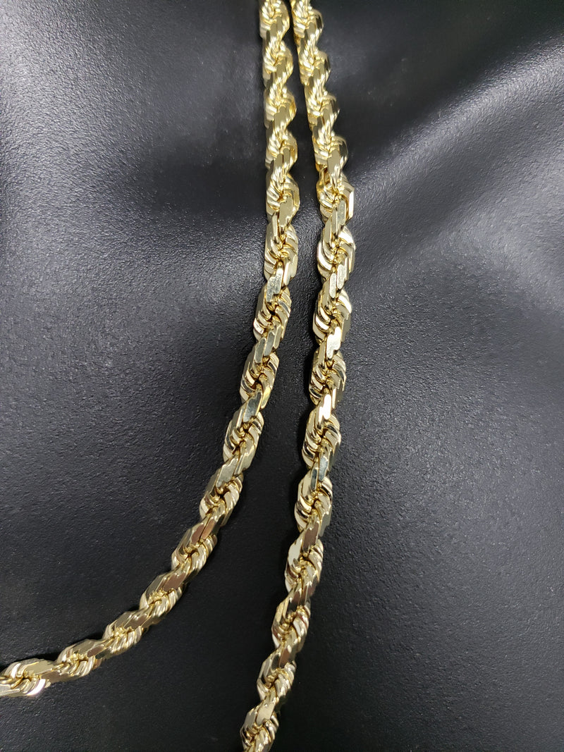 6mm Rope Chain Full/Solid 10k yellow Gold - Main Image