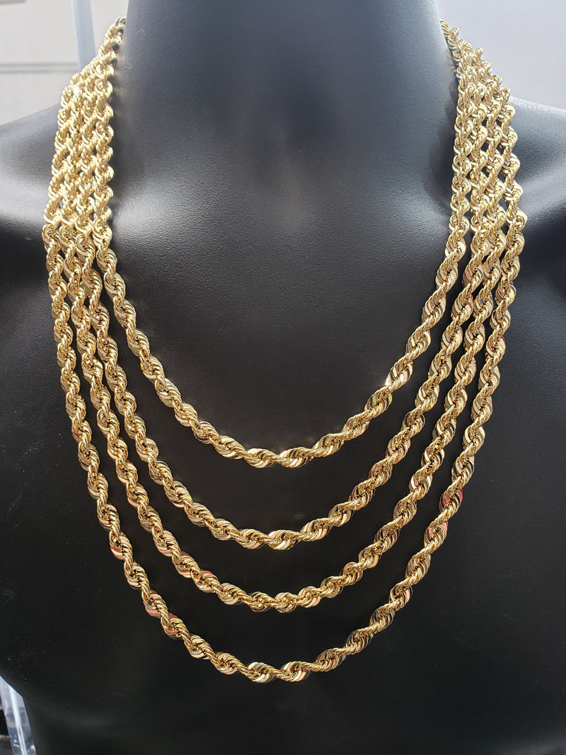 7mm Rope Chain Laser Cut 10k Gold