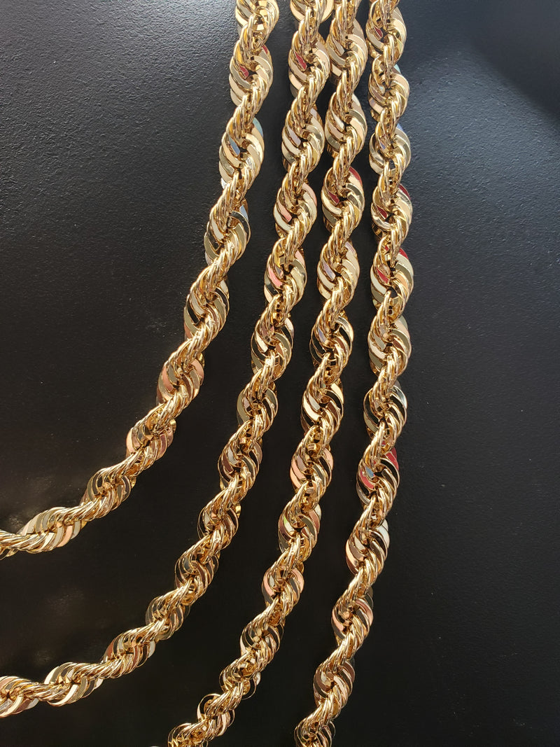 7mm Rope Chain Laser Cut 10k Gold