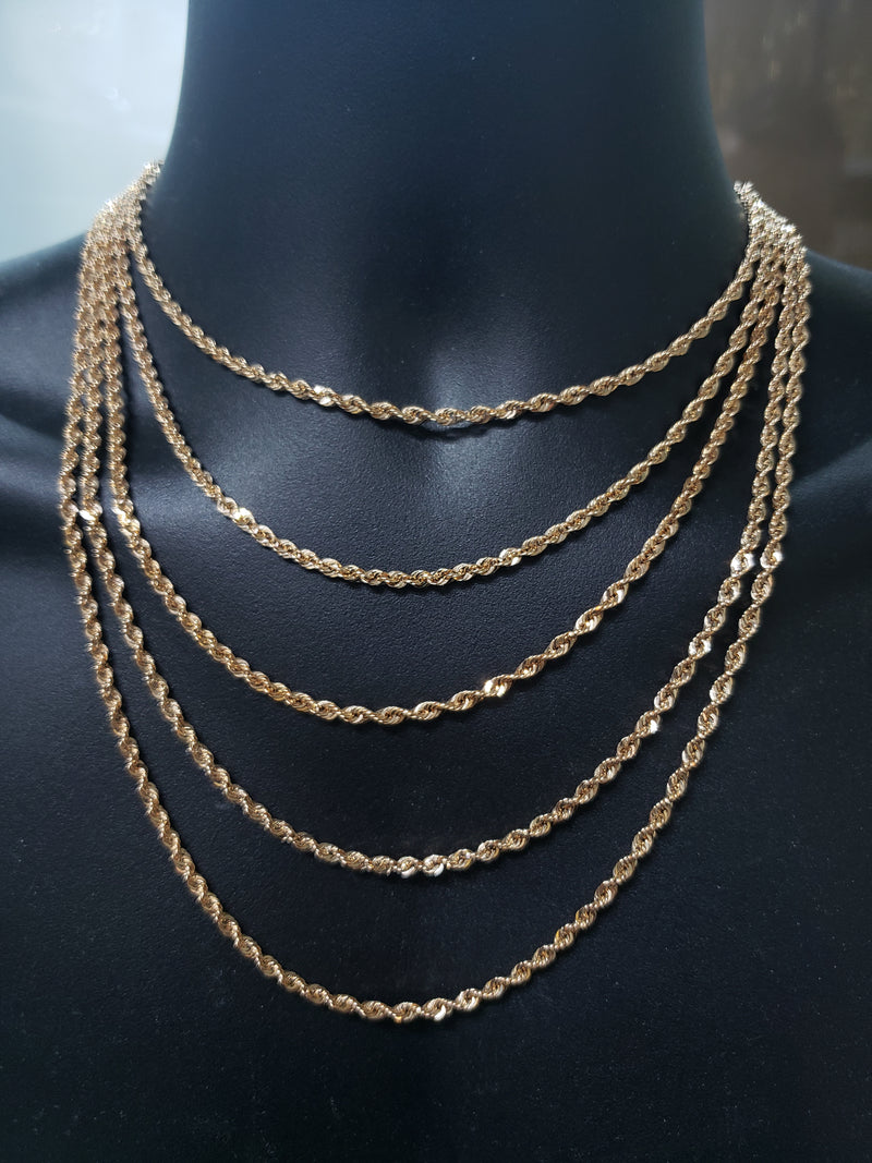 3MM 10K Laser cut Rose Gold Rope Chain RC-005