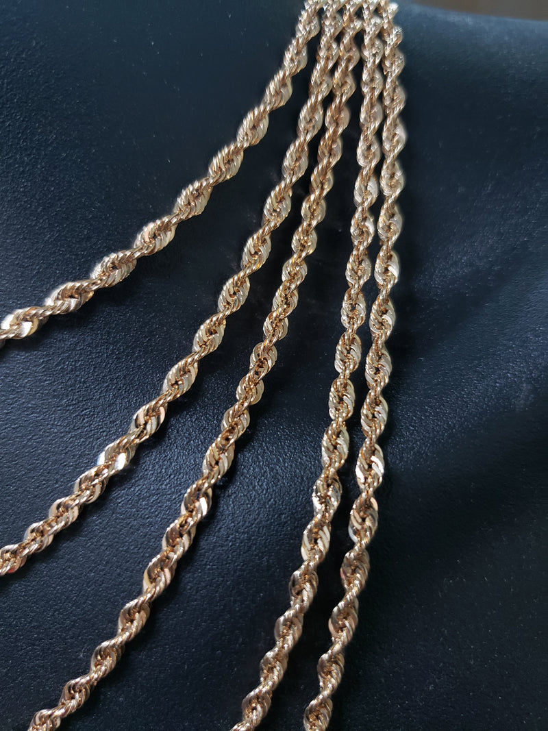 3MM 10K  Laser cut Rose Gold   Rope Chain RC-005