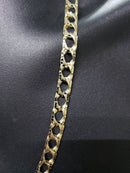 Chaîne gourmette en or jaune de 8 mm 10k, taille diamant, réversible