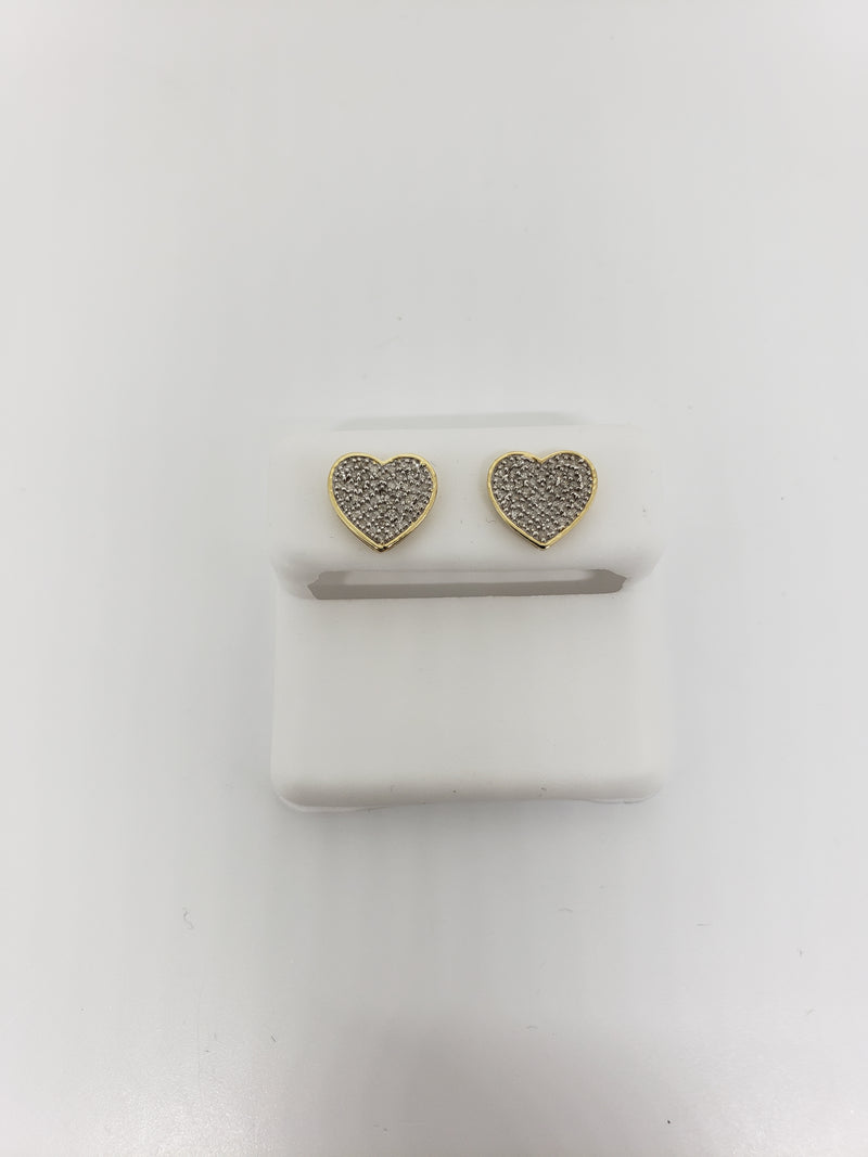 10k 0.43ct Heart Diamonds Studs Screw Back Earrings New