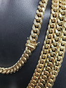 9.5MM 10k Yellow Gold Miami Cuban Link Chain semi-solid