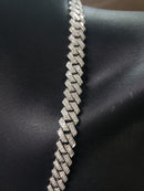 10MM White Gold Monaco Solid Chain With 14ct VVS Diamond GH Color