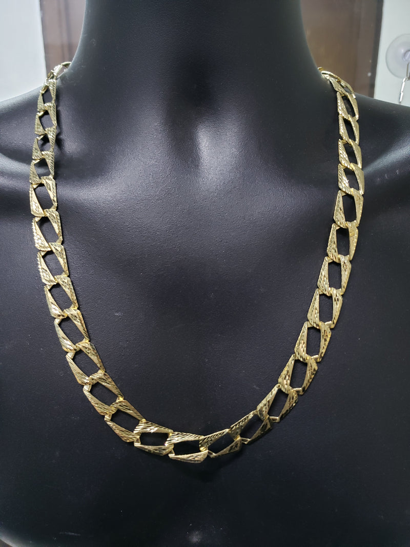 13mm 10k Yellow Gold Gourmette chain