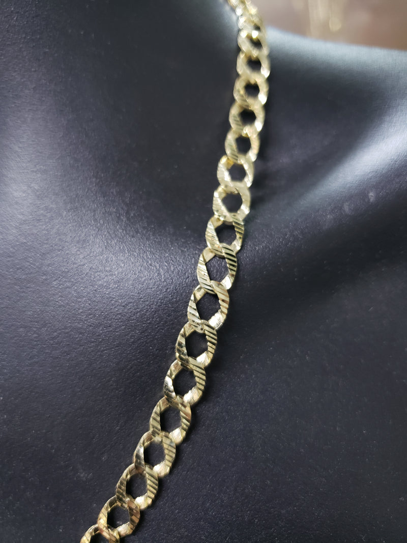8mm 10k Yellow Gold Striped Gourmette chain