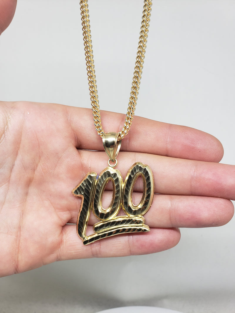 10k Diamond Cut Franco Chain With 100 Pendant