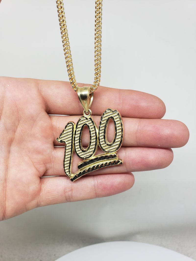 10k Diamond Cut Franco Chain With 100 Pendant New