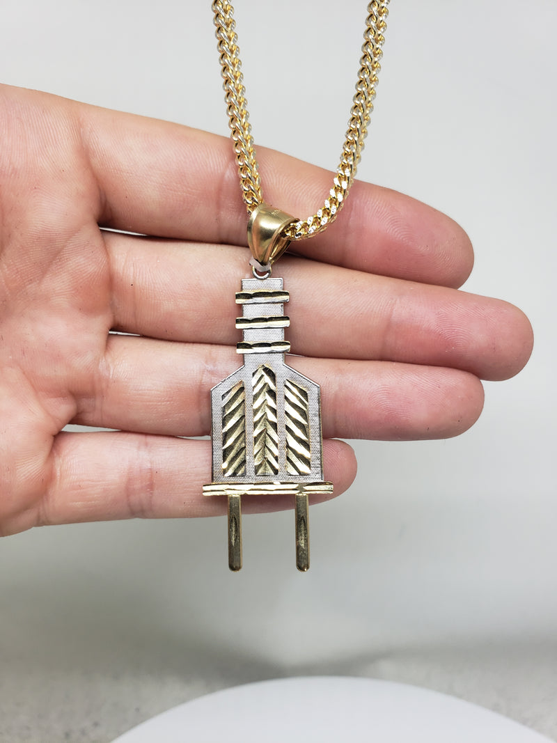 10k Diamond Cut Franco Chain With Plug Pendant