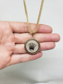 10k Diamond Cut Franco Chain With Round Rolly Pendant