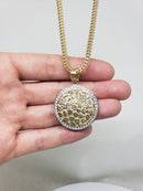 Chaîne Franco 10k taille diamant avec pendentif rond DuoColor