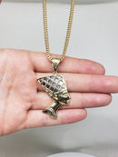10k Diamond Cut Franco Chain With Pharaoh Head Pendant