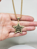 10k Diamond Cut Franco Chain With Star M Pendant