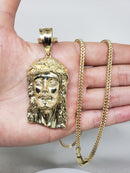 10k Diamond Cut Franco Chain With Jesus Pendant