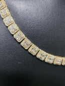 10K 8MM SQUARE TENNIS BAGUETTE YELLOW GOLD  19.00CT DIAMONDS