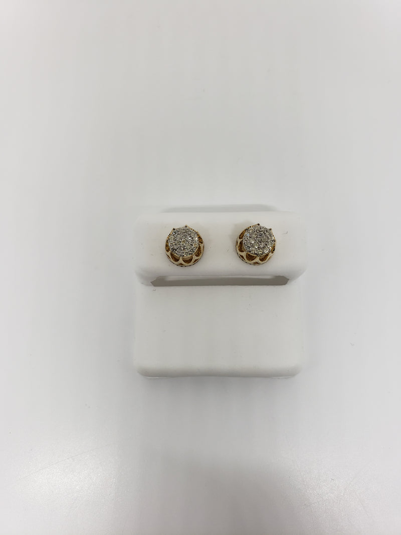 10k 0.30ct round  crown diamond Studs Screw back earrings