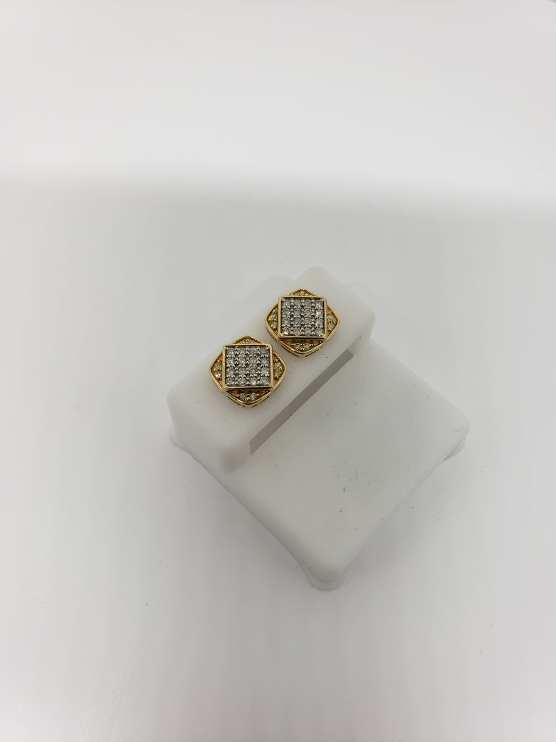 10k 0,50ct diamant carré Boucles d'oreilles à vis