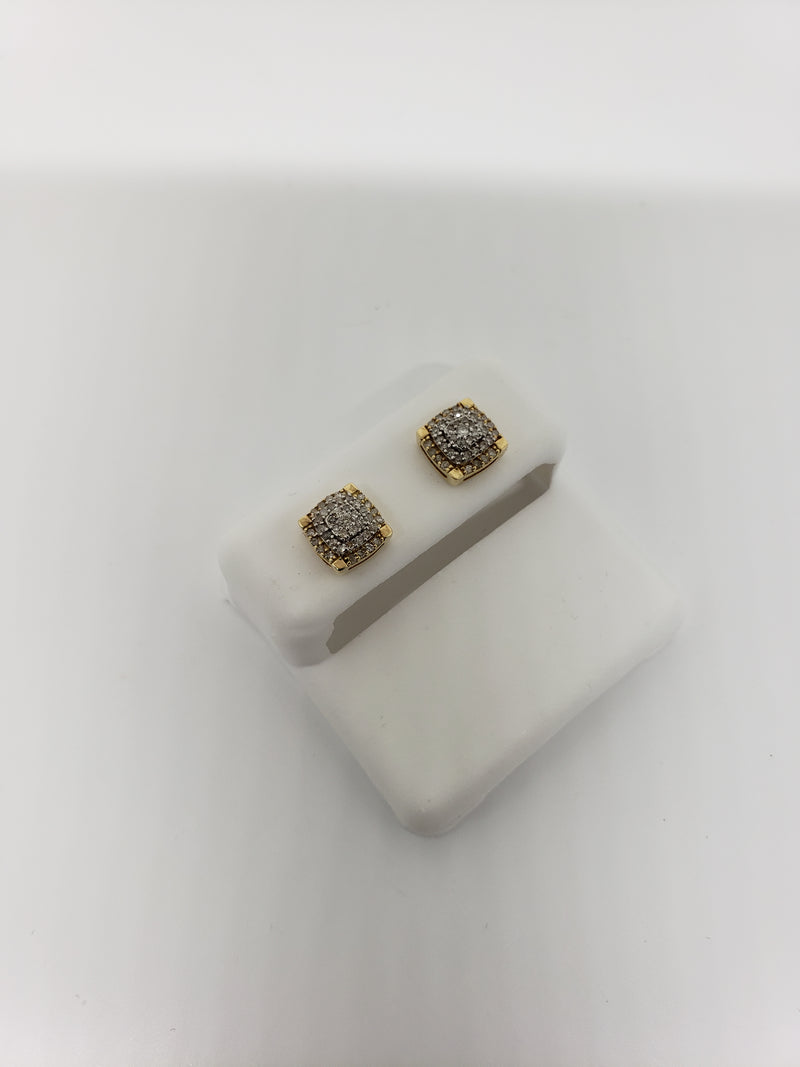 10k 0.25ct square diamond Studs Screw back earrings