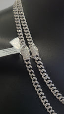 6MM 10k White Gold Miami Cuban Link Solid Diamonds
